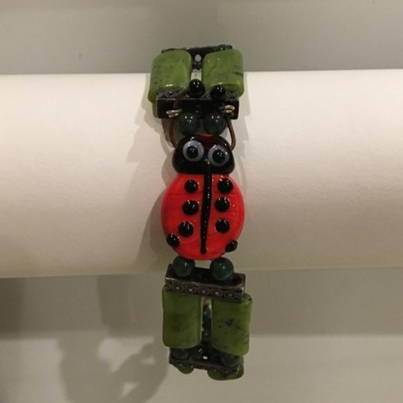 Lady Bug Bracelet Artisan Handmade Sterling Clasp - Picture 2 of 4